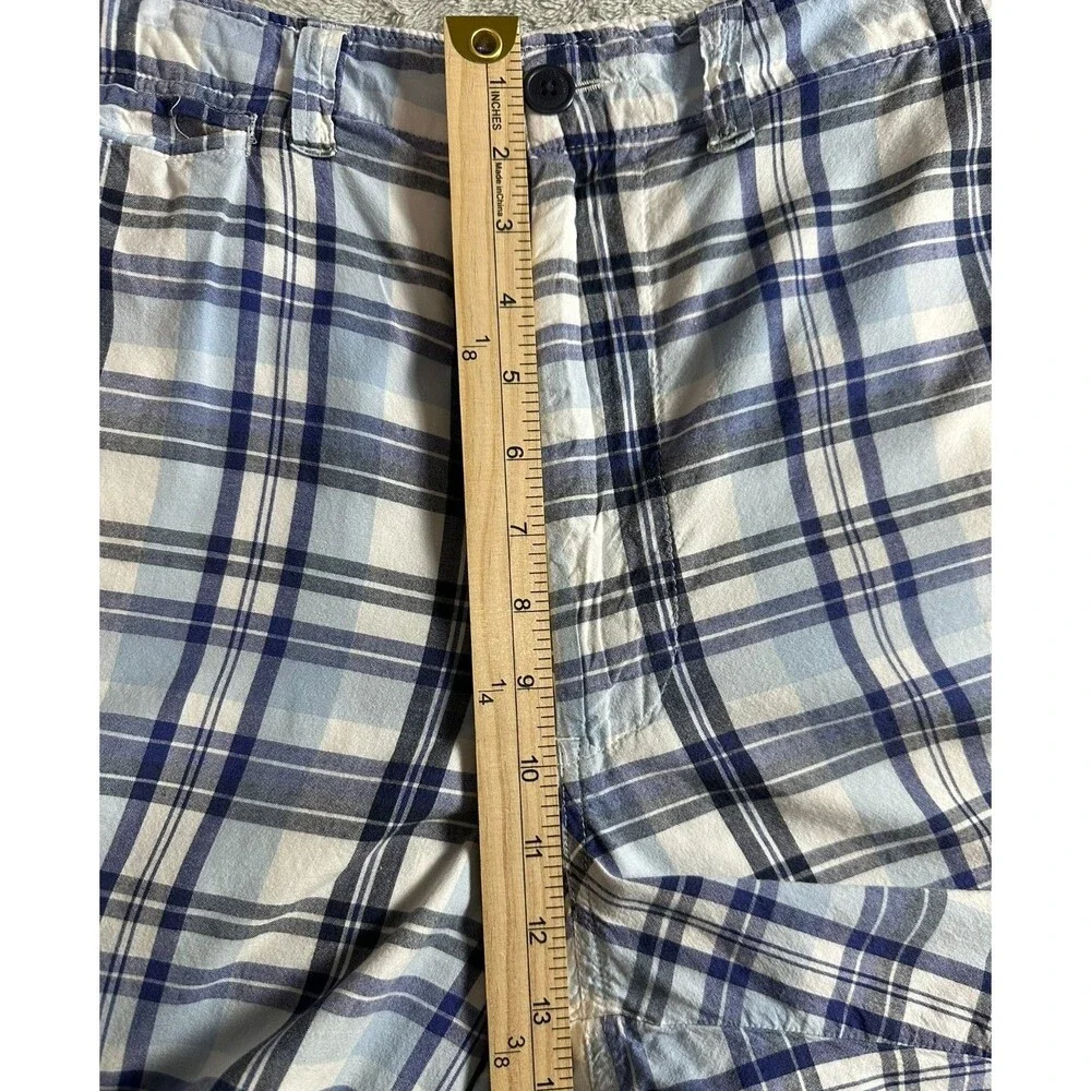Vintage Polo Jeans Ralph Lauren Plaid Shorts Men's 34 Blue White 100% Cotton